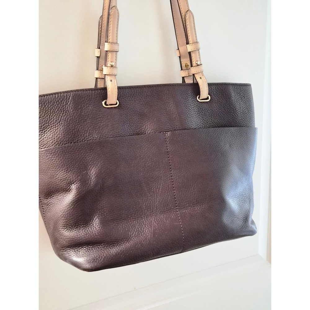 Michael Kors Bedford Pebbled Leather Tote Bag Brown with Gold Hardware - Picture 3 of 12